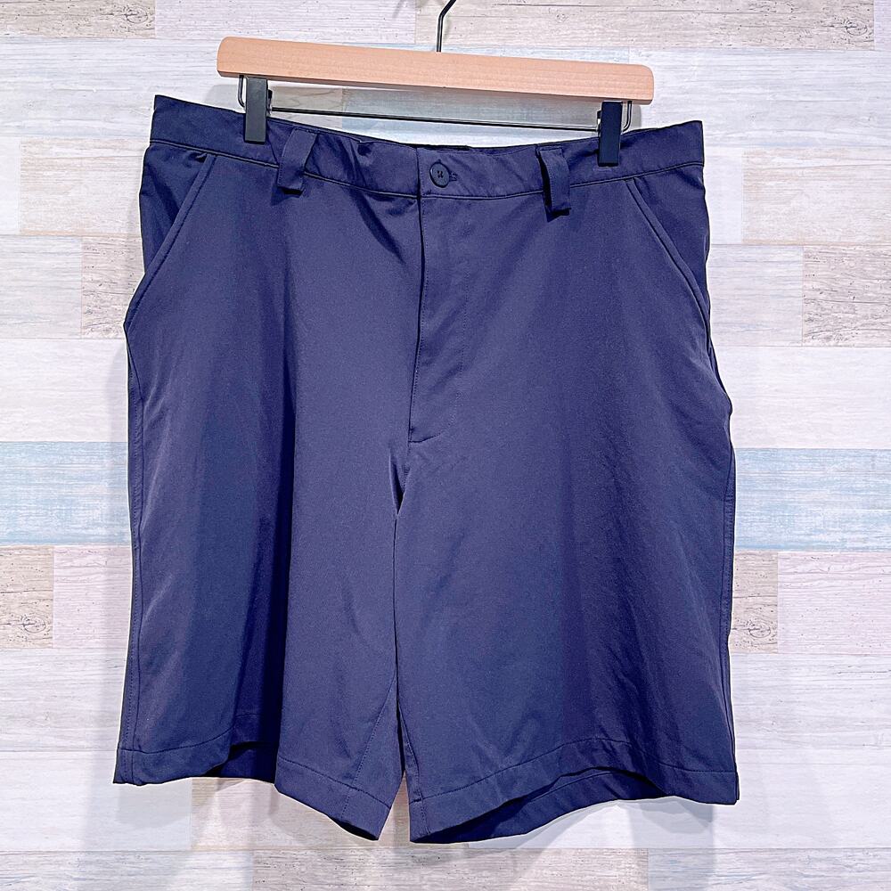 Under Armour Performance Tech Golf Shorts Black Nylon Stretch Activewear Mens 36